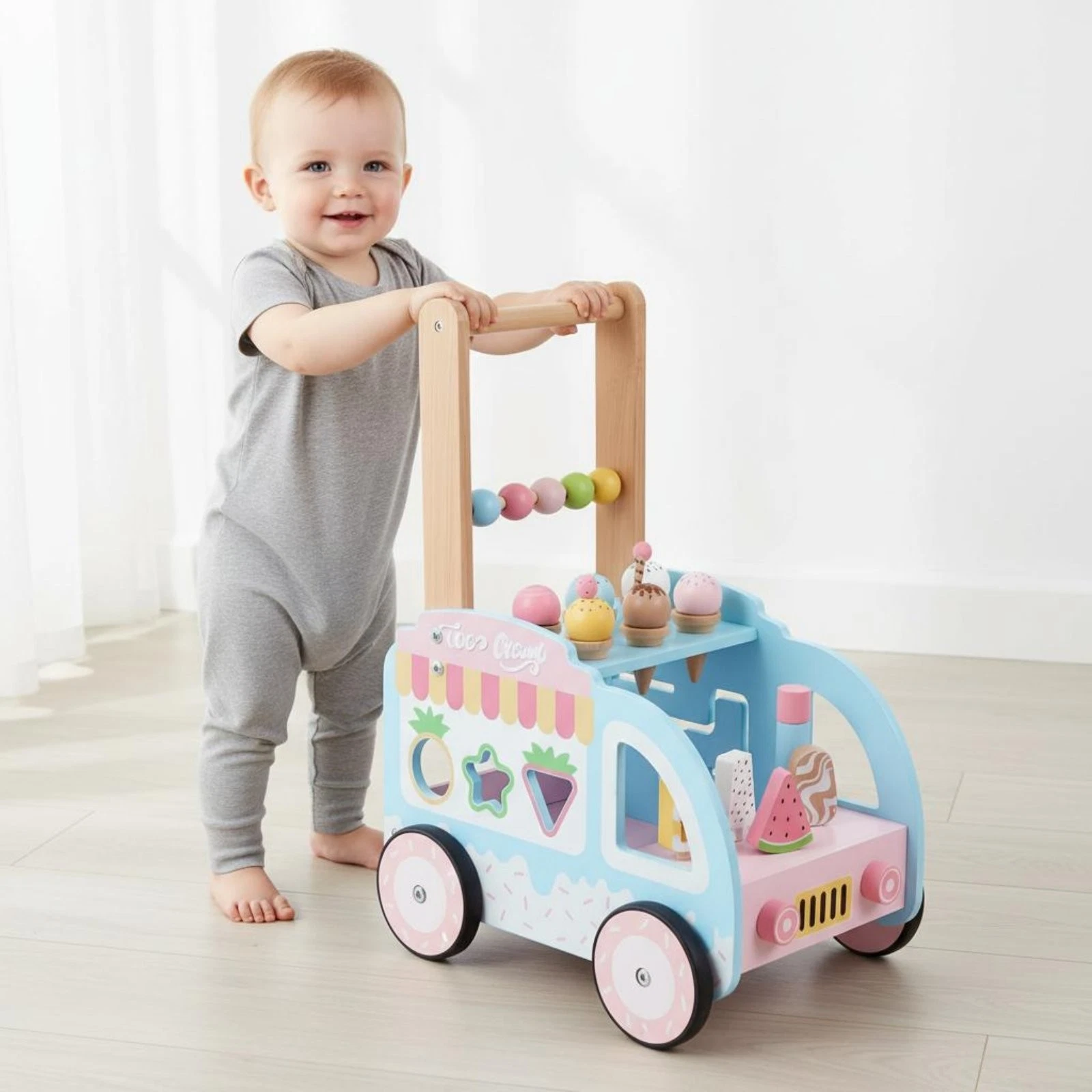 Wooden Ice Cream Pusher Fine Movement Skills Ice Cream Pusher Smooth Gliding