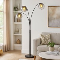 Stehlampe Stehleuchte Bogenlampe 3 Flammig Rauchglas Wohnzimmerlampe H 200 Cm