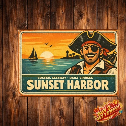 Pirate Tampa Travel Poster Vintage Captain Print Metal Tin Sign 8x12