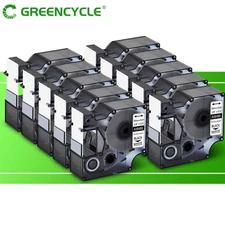 For DYMO Rhino 4200 5200 3/4" Black on White Flexible Nylon Tape 18489 10 Packs