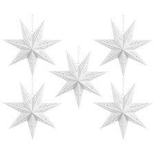 5 Pcs Paper Star Lanterns Hanging Paper Lamps for Holiday Wedding Decorations
