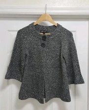 I.N. Studio Cardigan Sweater Women's Small Black Gray White Buttons Casual 