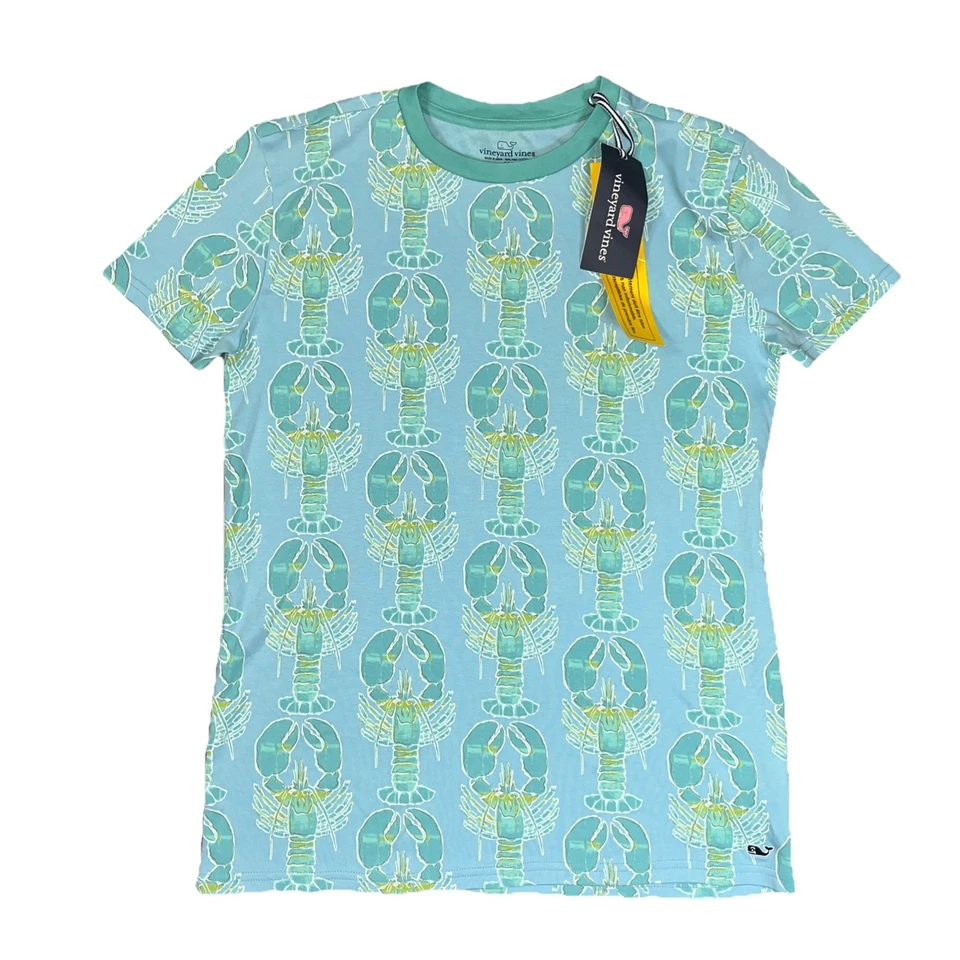 Vinyard Vines Boys Short Sleeve Indigo Lobsters Graphic Print Shirt Size 18 NWT - Image 2 of 4