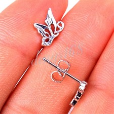 Classic Solid 925 Sterling Silver See-through Butterfly Stud Post Earrings F1042