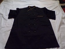 Jinxinhao Chef Coat Jacket Unisex 3XL Black Short Sleeve Double Breasted