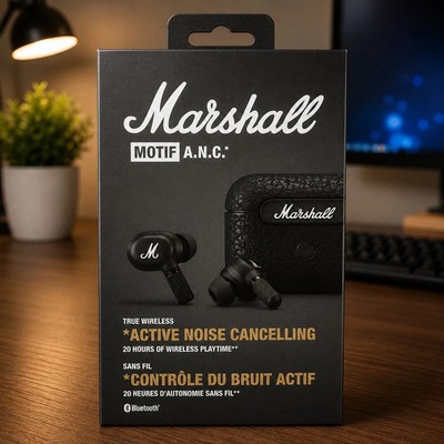 Marshall Motif True Wireless ANC Bluetooth In-Ear Earbuds with Charging Black