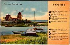 Postcard BOAT SCENE Cape Cod Massachusetts MA o/19 AM5319