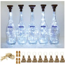 Square 8 Pack Solar Powered Wine Bottle Lights, 20 LED Waterproof Copper Cork Li