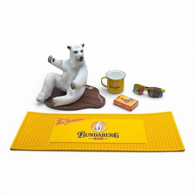 Bundaberg Rum [Bundy] Bundle [Bear Drink Holder, Enamel Mug, Sunglasses & Cards]