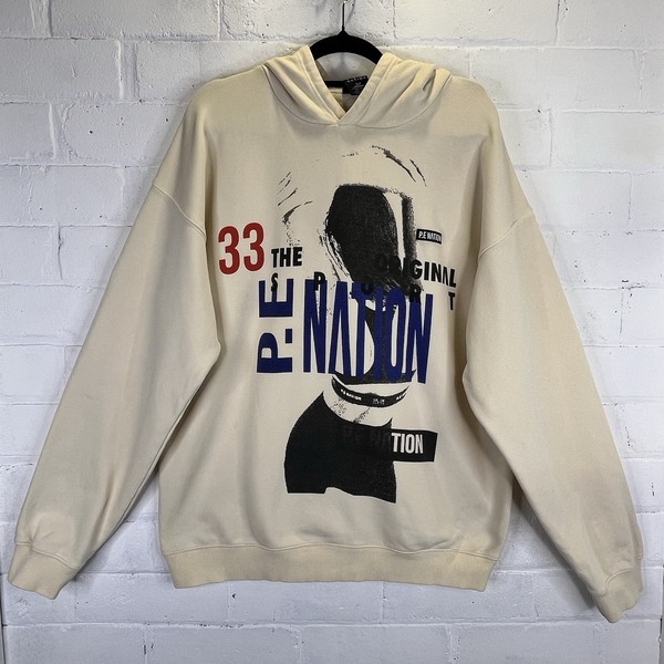 P.E Nation Graphic Hoodie Cream Oversized Pullover Jumper Women’s S