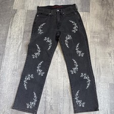 Lucky Brand Jeans Zoe High Rise Straight Leg Womens 4 / 27 Embroidered Flowers