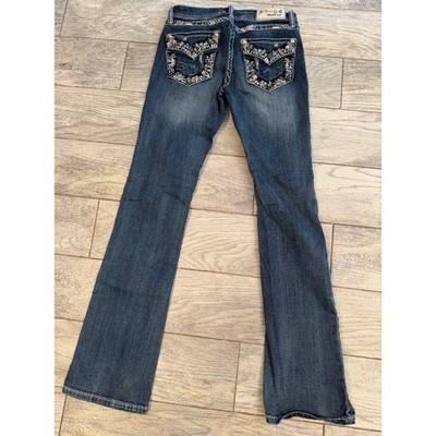 Grace in LA Easy Fit Jeans 27 Bootcut Embellished Dark Wash Boot Denim Western