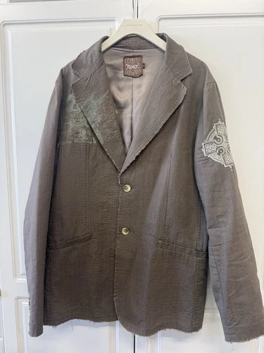 ROAR/ Buckle Mens L, Sport Blazer Grunge Goth Embroidered Distressed Look Rock video thumbnail