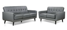 Grey PU Sofas - 3+2 Seaters. Faux Leather Compact Range FREE & QUICK DELIVERY