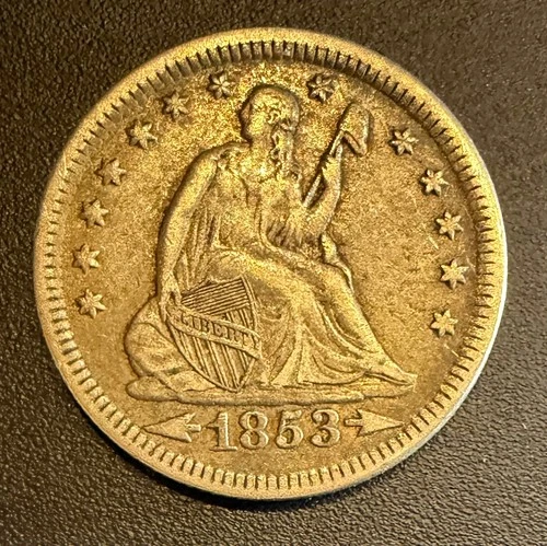 1853 Seated Liberty Quarter - Arrows and Rays - Appears VF+