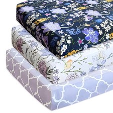 3 Pack Soft Floral Crib Sheets for Baby Girls, 28'' X 52'' Fitted Crib Sheets...