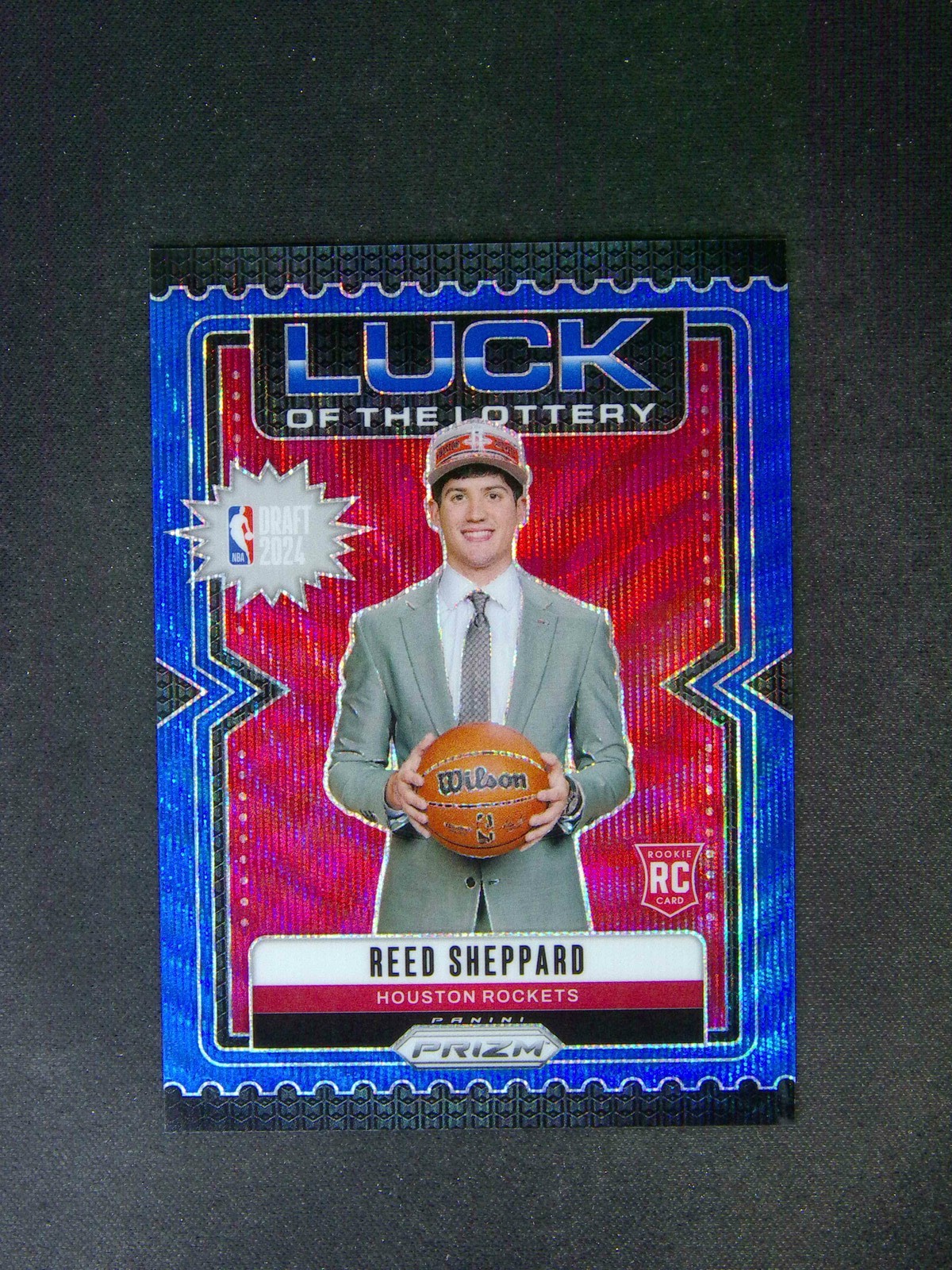 2024-25 Panini Prizm Reed Sheppard #1 RC Luck Of The Lottery Blue Wave /175