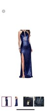 La Femme Prom Dress Blue Velvet Size 4