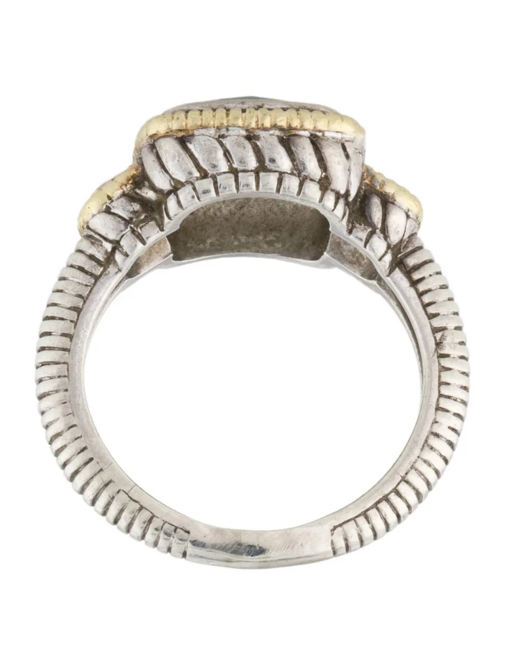 Judith Ripka Sterling Silver & 18K Yellow Gold Quartz & Diamond Cocktail Ring - Image 4 of 4