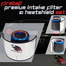 Reusable Fireball Cold Air Intake Filter and Heat Shield Kit Universal for Ram