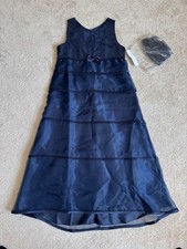 NWT Sweet Kids Girls Formal Dress - Navy Organza A-line - Size 12