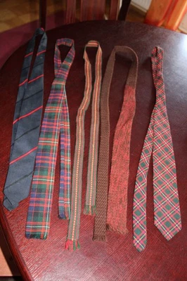 5x Vintage Krawatten Set Schottland Glengarry Dralon Spun Strick Streifen 60s 70 - Bild 1 von 4