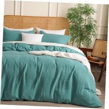 100 Cotton Muslin Duvet Cover Set Twin Size,2 Pcs Twin Size  68" 90" Teal