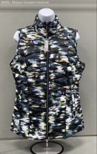 Tangerine Women's Puffer Vest Black Multicolor Abstract Duck Down Sz M NWT