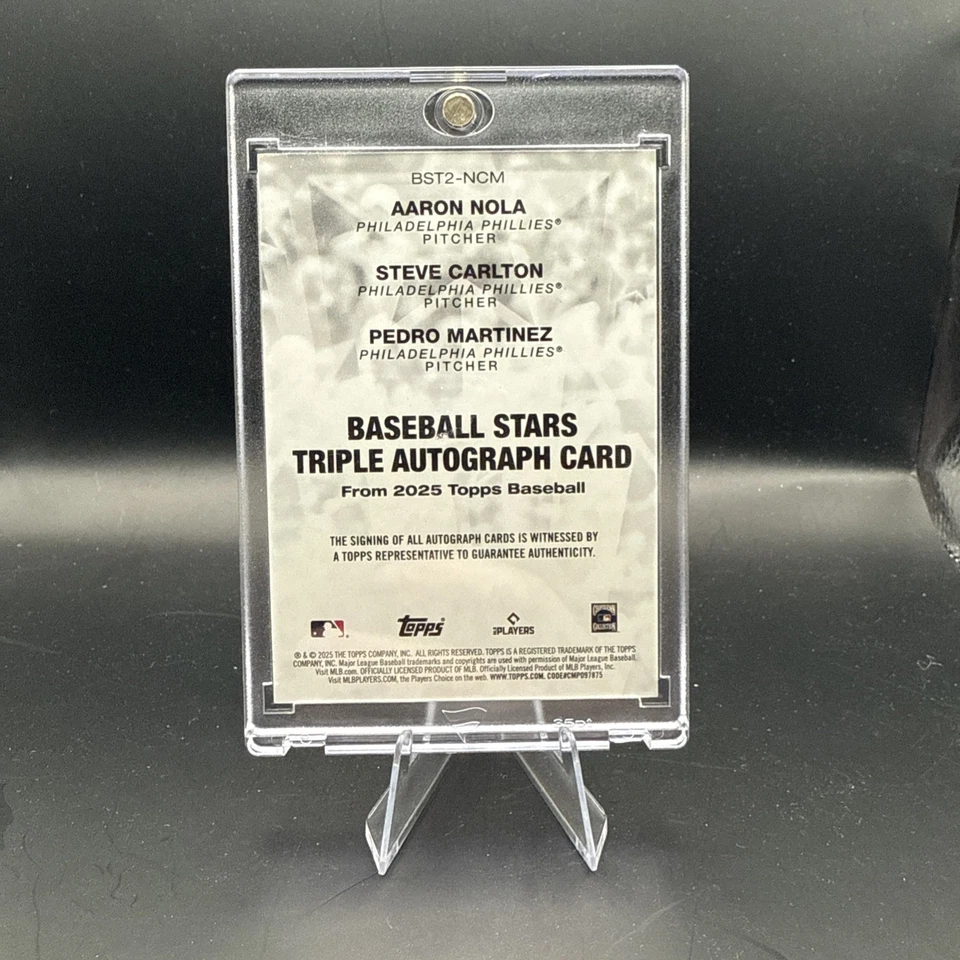 2025 Topps Aaron Nola - Steve Carlton - Pedro Martinez Triple Auto #BST2-NCM /10 - Image 2 of 2