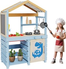 Mud Kitchen for Kids Outdoor Wooden Pretend Play Kitchen Set with Hanging Hooks