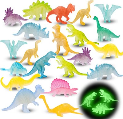 48Pcs Glow in Dark Mini Dinosaur Figures Kids Easter Egg Fillers Basket School B