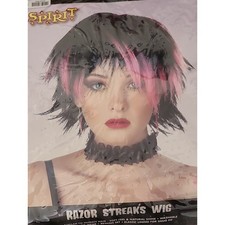 Spirit Halloween Razor Streaks Black with Pink Highlights Women's Wig