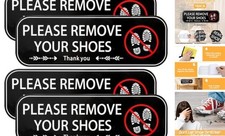 4Pcs Please Remove Your Shoes Sign, Self-Adhesive No Shoes Sign for House,