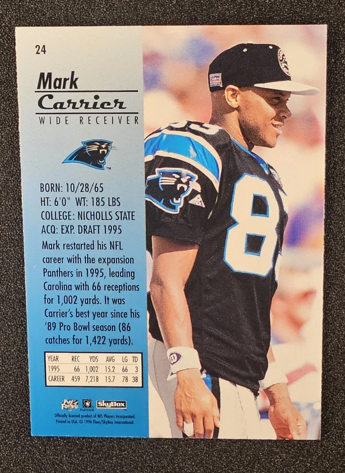 1996 Skybox Premium RUBIES #24 Mark Carrier none PSA registry Carolina Panthers - Image 4 of 4