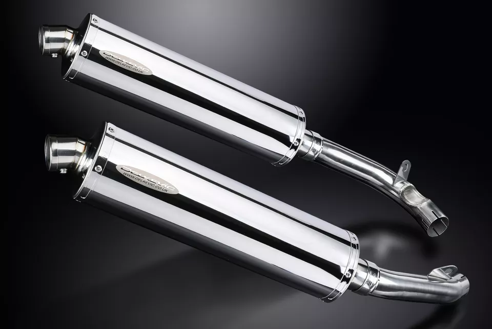 Kit silenciador de escape ovalado de acero inoxidable 18" deslizable Honda VTR1000F Superhawk 1997-03 Foto 3 de 4