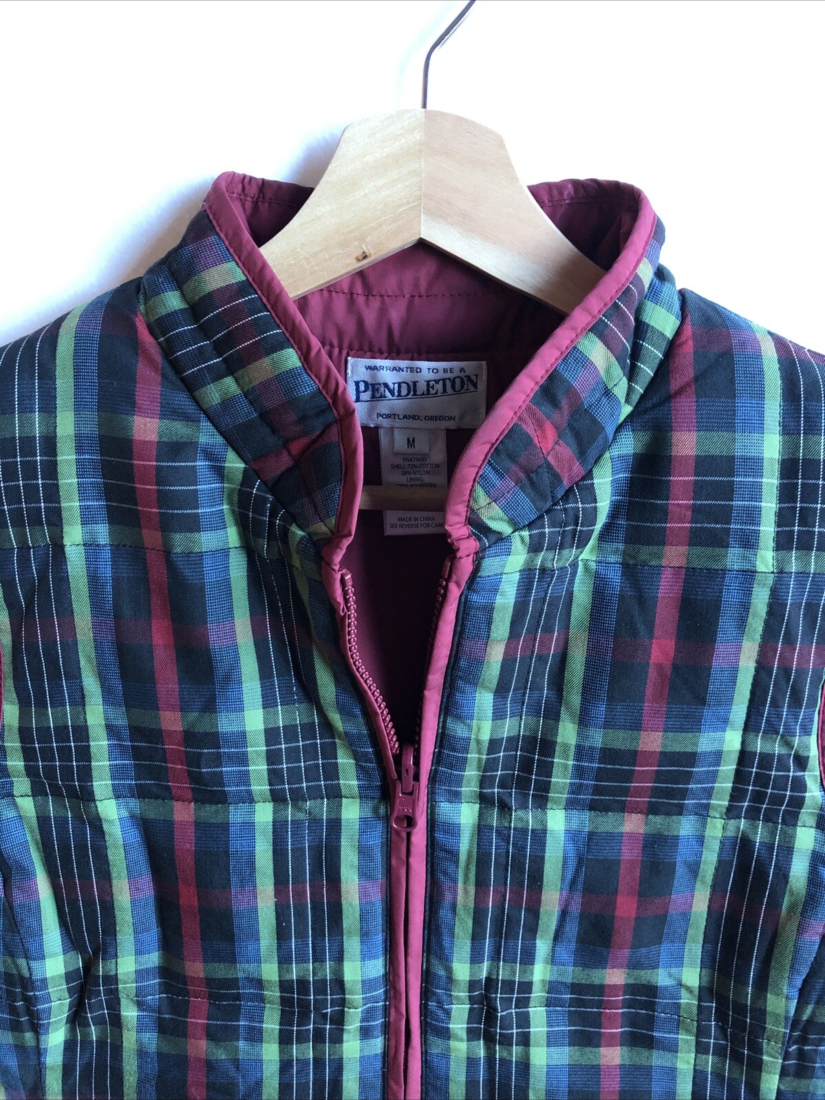PENDLETON Cranberry Plaid Reversible Down Puffer … - image 4