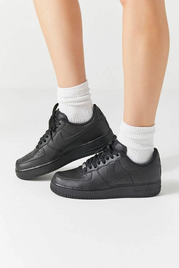 Nike Air Force One Low Top Triple Black Sneakers AF1 Uptown Womens 8 39 New