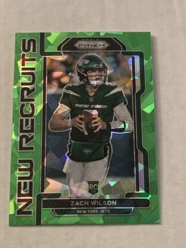 2021 Prizm Zach Wilson New Recruits Insert Green Cracked Ice RC #NR-2 Jets
