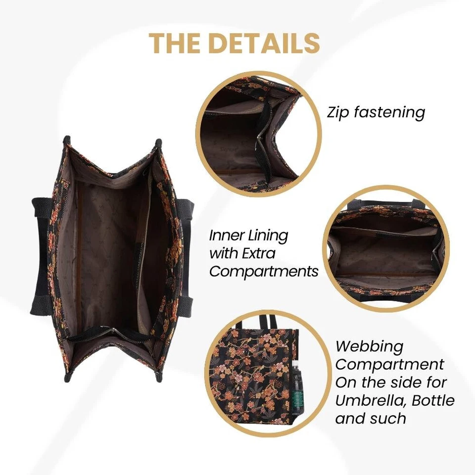 Signare Tapestry Shopping Bag Tote in Ume Sakura Floral Design - Image 4 of 4