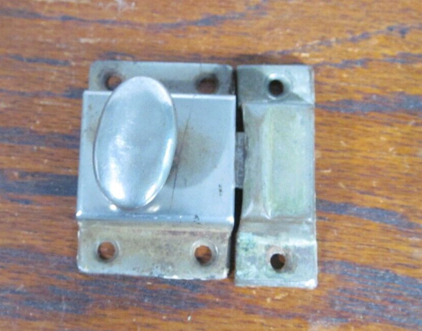 Vtg Hoosier Medicine Cupboard Door Turn Latch and CATCH Nickel