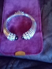 Vintage Lagos Caviar Citrine Stone Sterling silver  18k Gold Cuff Bracelet