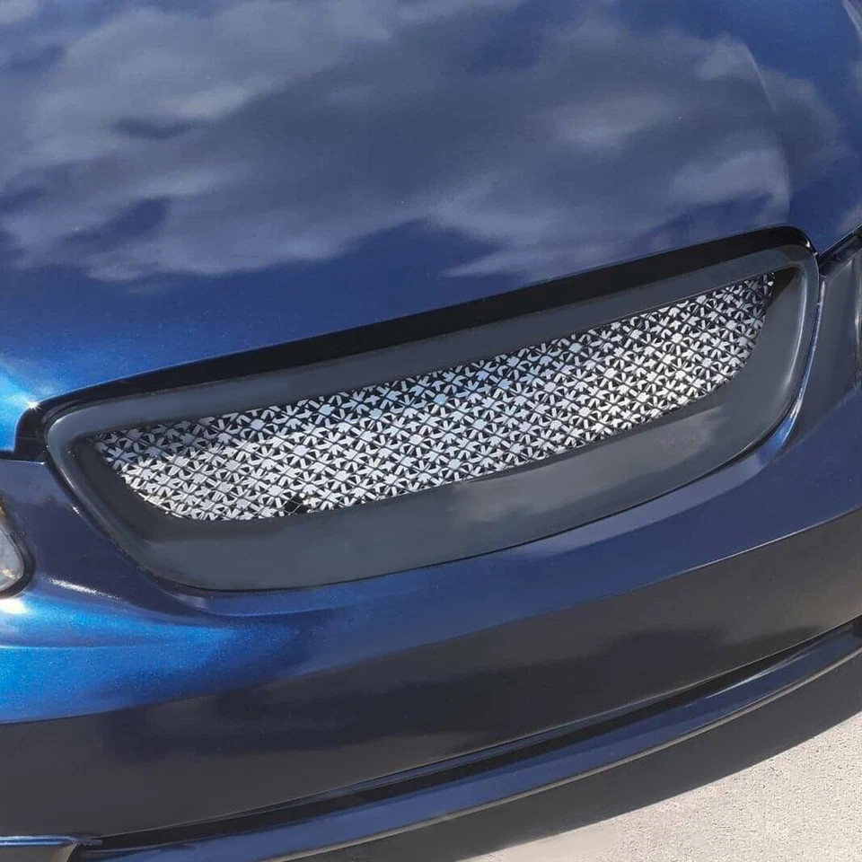 HECASA For 2003-07 Toyota Corolla Mesh ABS Front Grille Glossy Black Metal Hood - Изображение 4 из 4