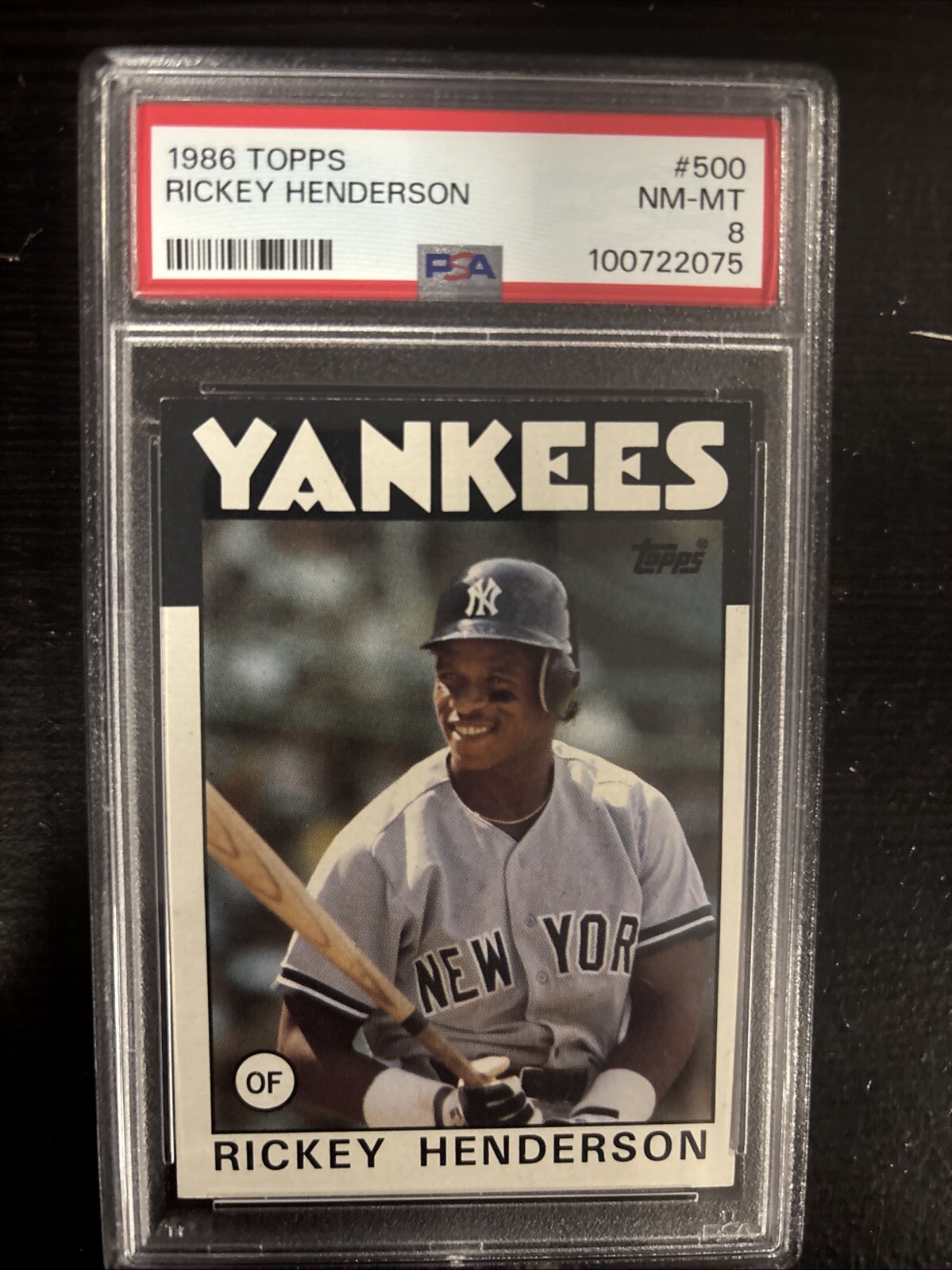 1986 Topps RICKEY HENDERSON #500 NEW YORK YANKEES PSA 8 Near Mint HOF