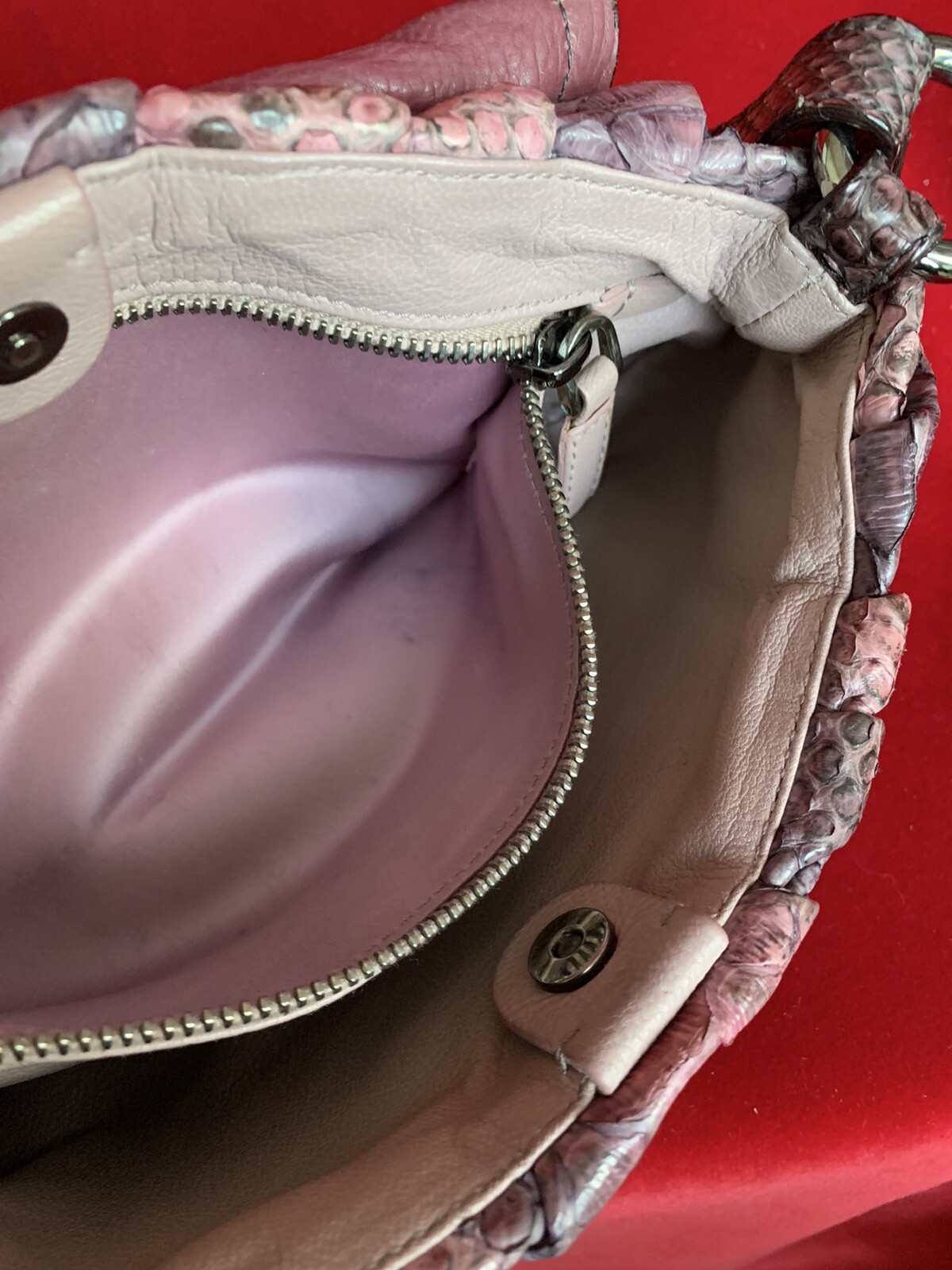 Prada Pink/Purple Python Leather Small Shoulder B… - image 11