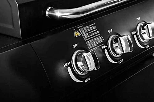 Deluxe 6+1 Gas Burner Grill BBQ Barbecue Side Burner Storage Garden Black - Image 3 of 4