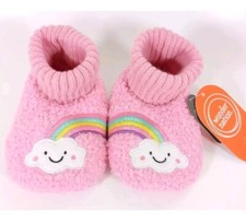 Wonder Nation Slippers Girls Size 5 12-18 months Pink Rainbow Bootie Shoes NWT