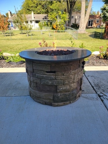 Allen + Roth Stacked Stone Fire Pit Table | eBay
