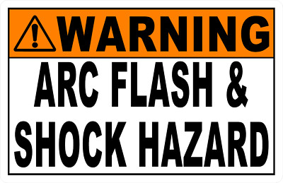 Warning Arc Flash and Shock Hazard Sign. Size Options