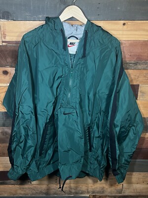 Vintage 90s Nike Green Windbreaker Jacket with Hoodie Size XL Nike