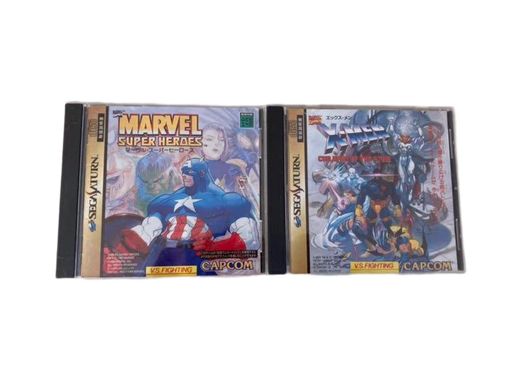 Sega Saturn SS X-Men Children Of The Atom & Marvel Super Heroes 2